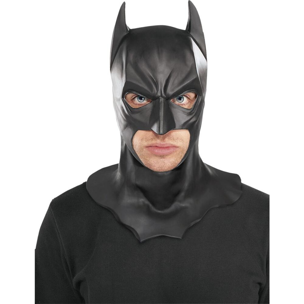 ADULT DC COMICS BATMAN FULL LATEX MASK WITH COWLING SUPER HEROE COSTUME RU4893